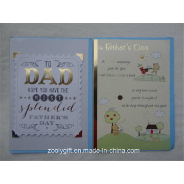 Gold Foil Stamp Die-Cut Decorated Printing Paper Greeting Card for Father′s Day